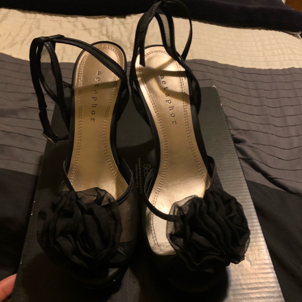 Black Mesh Peep-Toe Stilettos - Picture 2 of 5